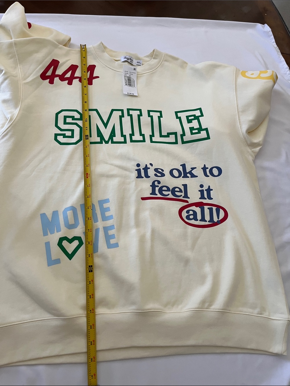Graphic 'SMILE' Cream Sweatshirt - Picture 9 of 10